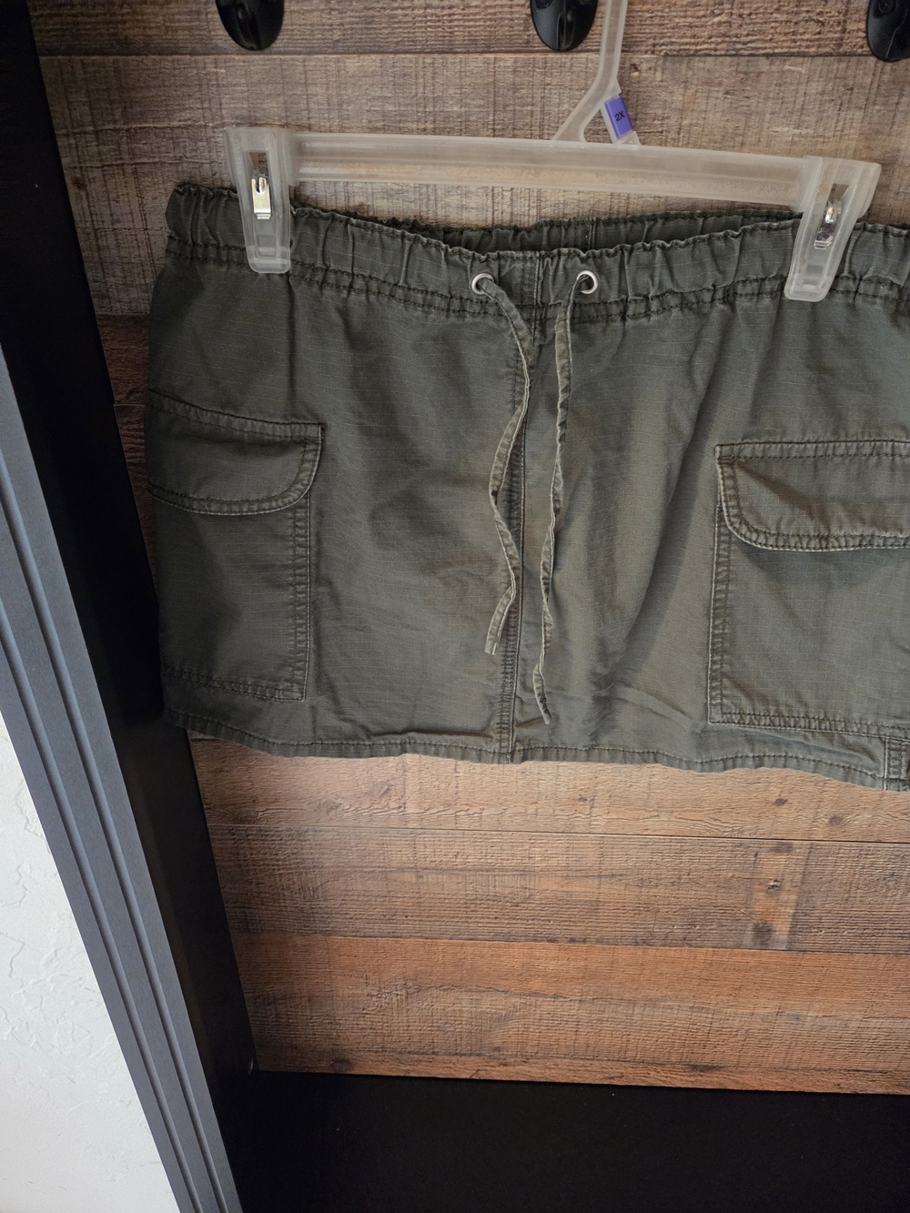 No Boundaries Olive Green Mini Skirt with Cargo Pockets, Y2K grunge inspired